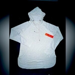 NWT ADRIENNE VITTADINI SPORT LIGHT GREY HOODED SWEATSHIRT SZ S